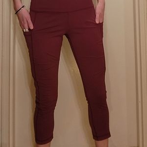 90° Degree By Reflex Red Ankle Cropped Yoga Pants with Pockets Size: M